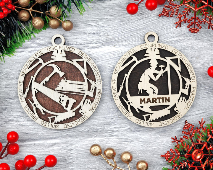 Carpenter - Occupational Ornaments - Contains 6 Ornaments Male and Female - Custom area - SVG, PDF, AI File Download - Works on all Lasers