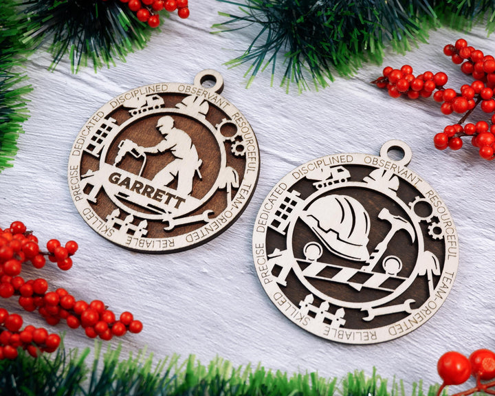 Construction - Occupational Ornaments - Contains 6 Ornaments Male and Female - Custom area - SVG, PDF, AI Files - Works on all Lasers