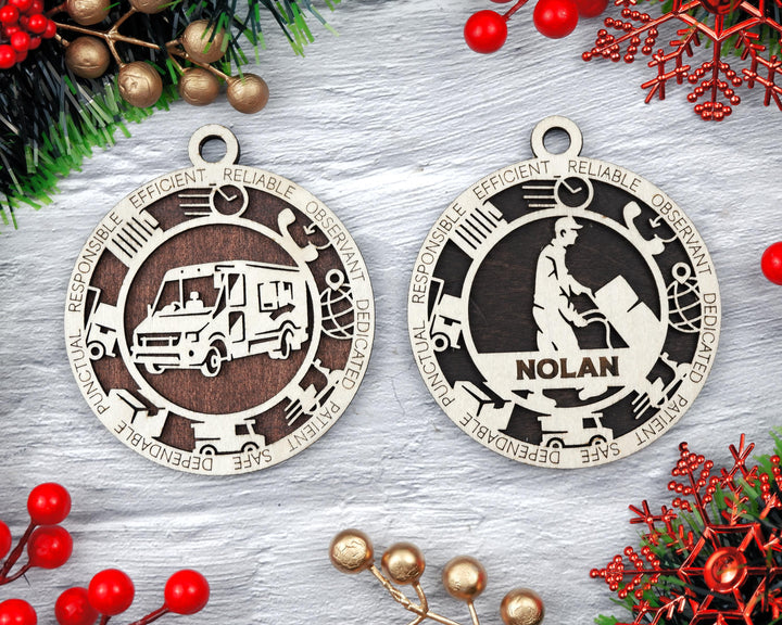 Delivery Person - Occupational Ornaments - Contains 6 Ornaments Male and Female - Custom area - SVG, PDF, AI Files - Works on all Lasers