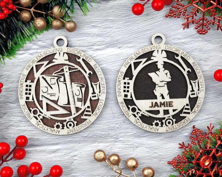 Engineer - Occupational Ornaments - Contains 6 Ornaments Male and Female - Custom area - SVG, PDF, AI Files - Works on all Lasers