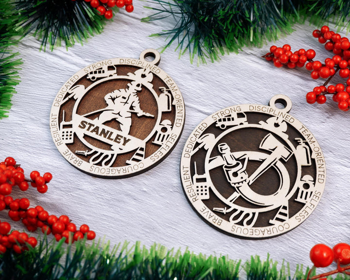 Firefighter - Occupational Ornaments - Contains 6 Ornaments Male and Female - Custom area - SVG, PDF, AI Files - Works on all Lasers