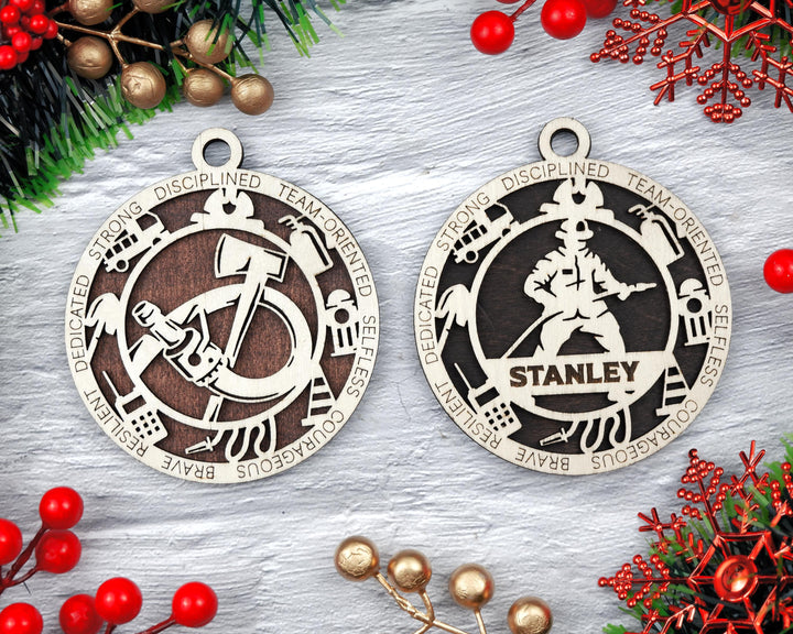 Firefighter - Occupational Ornaments - Contains 6 Ornaments Male and Female - Custom area - SVG, PDF, AI Files - Works on all Lasers