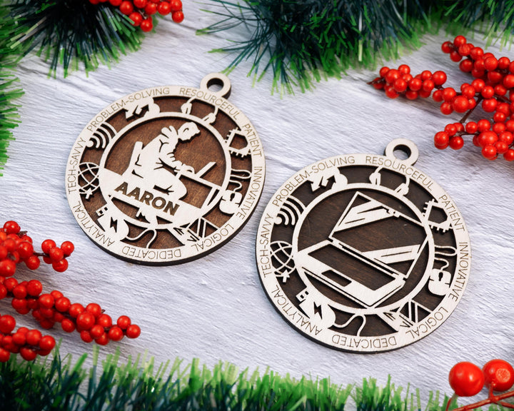 Information technology - Occupational Ornaments - Contains 6 Ornaments Male and Female - Custom area - SVG, PDF, Files - Works on all Lasers