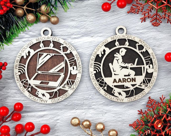 Information technology - Occupational Ornaments - Contains 6 Ornaments Male and Female - Custom area - SVG, PDF, Files - Works on all Lasers