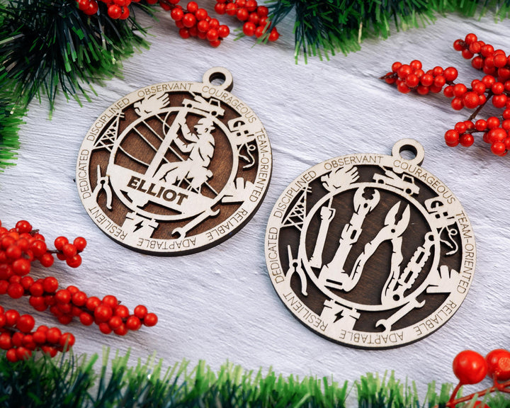 Lineman - Occupational Ornaments - Contains 6 Ornaments Male and Female - Custom area - SVG, PDF, AI File Types - Works on all Lasers