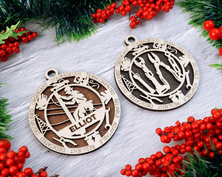 Lineman - Occupational Ornaments - Contains 6 Ornaments Male and Female - Custom area - SVG, PDF, AI File Types - Works on all Lasers