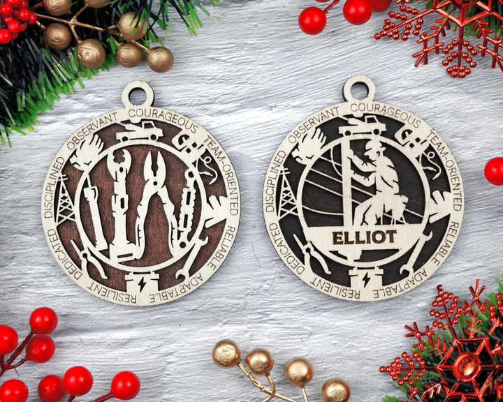 Lineman - Occupational Ornaments - Contains 6 Ornaments Male and Female - Custom area - SVG, PDF, AI File Types - Works on all Lasers