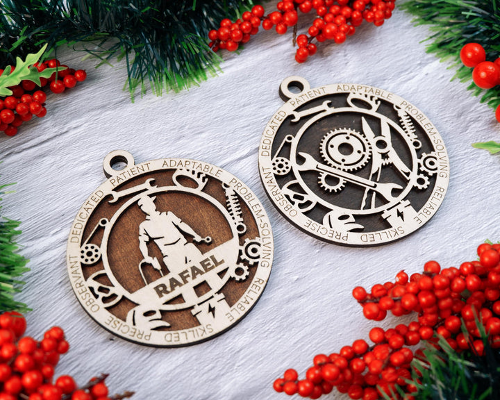 Mechanic - Occupational Ornaments - Contains 6 Ornaments Male and Female - Custom area - SVG, PDF, AI File Types - Works on all Lasers