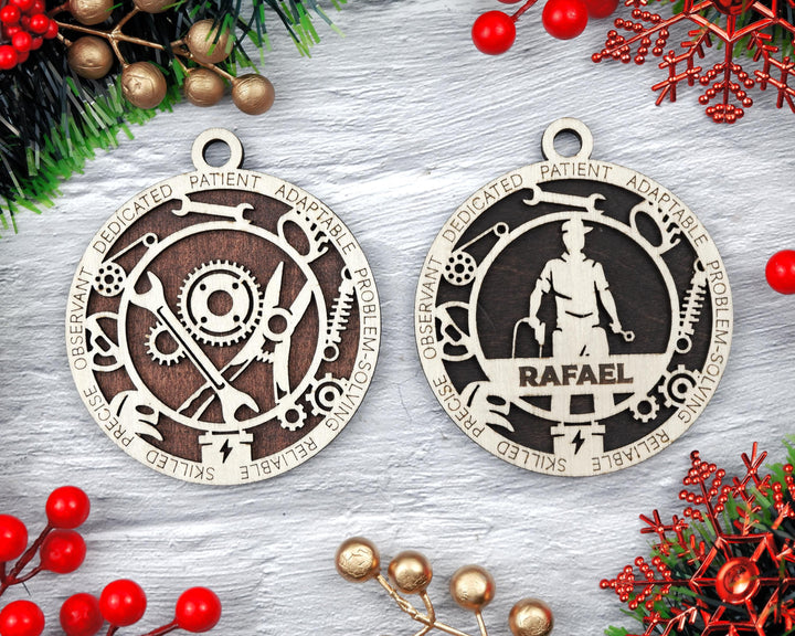 Mechanic - Occupational Ornaments - Contains 6 Ornaments Male and Female - Custom area - SVG, PDF, AI File Types - Works on all Lasers