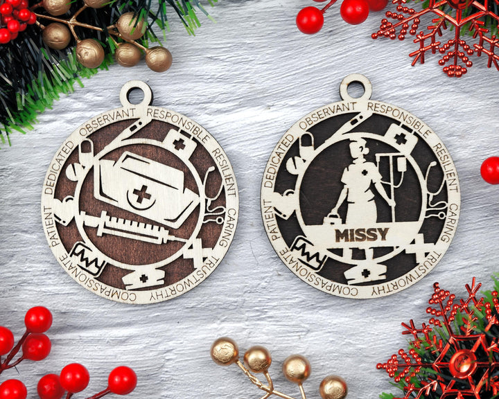 Nurse - Occupational Ornaments - Contains 6 Ornaments Male and Female - Custom area - SVG, PDF, AI File Types - Works on all Lasers