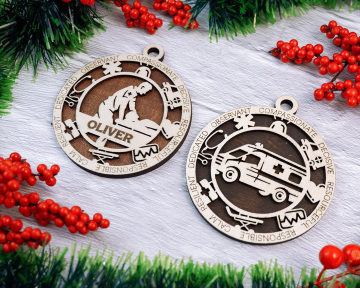 Paramedic - Occupational Ornaments - Contains 6 Ornaments Male and Female - Custom area - SVG, PDF, AI File Types - Works on all Lasers