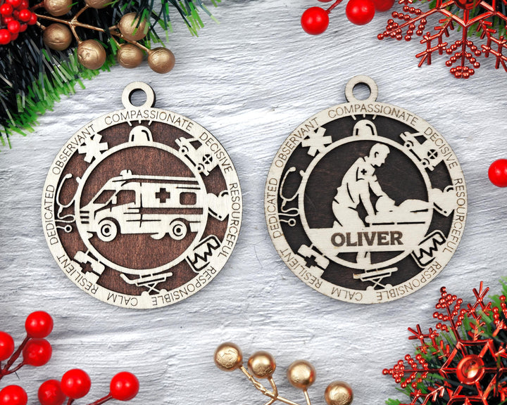 Paramedic - Occupational Ornaments - Contains 6 Ornaments Male and Female - Custom area - SVG, PDF, AI File Types - Works on all Lasers