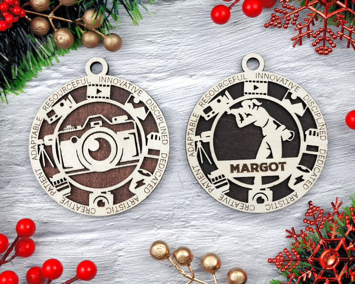 Photographer - Occupational Ornaments - Contains 6 Ornaments Male and Female - Custom area - SVG, PDF, AI File Types - Works on all Lasers