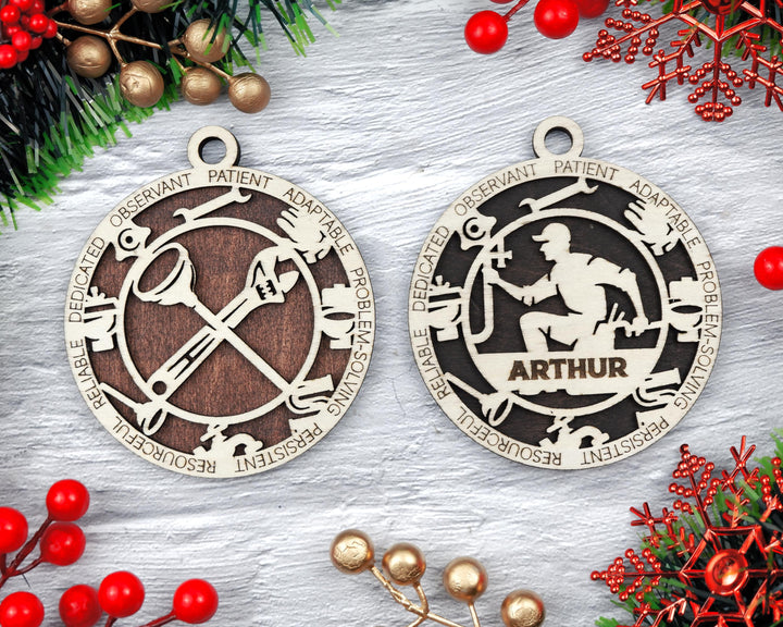 Plumber - Occupational Ornaments - Contains 6 Ornaments Male and Female - Custom area - SVG, PDF, AI Files - Works on all Lasers