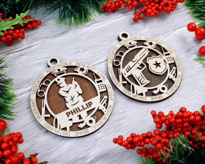 Police Officer - Occupational Ornaments - Contains 6 Ornaments Male and Female - Custom area - SVG, PDF, AI Files - Works on all Lasers