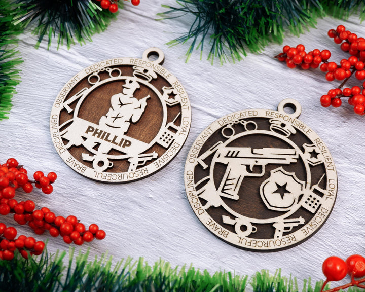 Police Officer - Occupational Ornaments - Contains 6 Ornaments Male and Female - Custom area - SVG, PDF, AI Files - Works on all Lasers