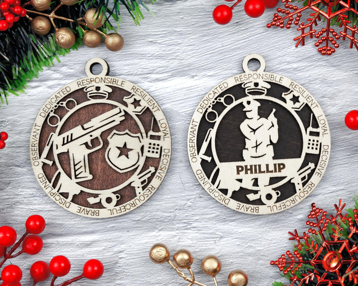 Police Officer - Occupational Ornaments - Contains 6 Ornaments Male and Female - Custom area - SVG, PDF, AI Files - Works on all Lasers