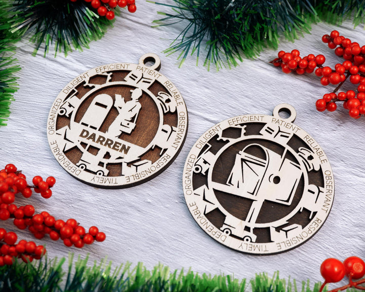 Postal Worker - Occupational Ornaments - Contains 6 Ornaments Male and Female - Custom area - SVG, PDF, AI Files - Works on all Lasers