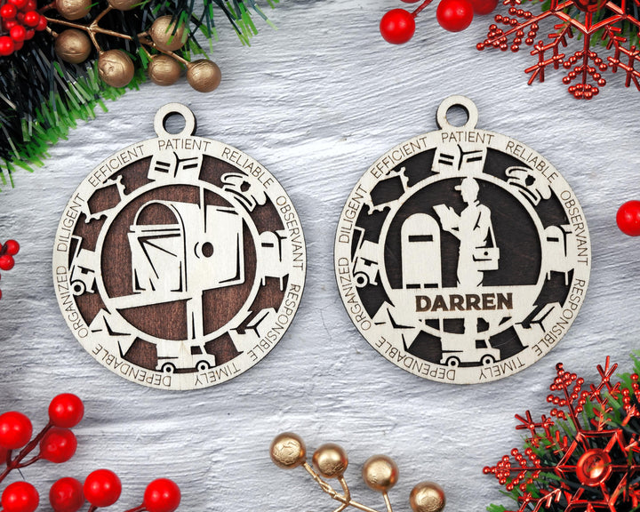 Postal Worker - Occupational Ornaments - Contains 6 Ornaments Male and Female - Custom area - SVG, PDF, AI Files - Works on all Lasers
