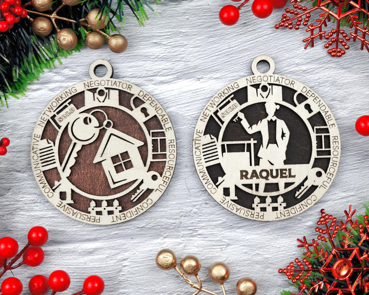 Real Estate Agent - Occupational Ornaments - Contains 6 Ornaments Male and Female - Custom area - SVG, PDF, AI Files - Works on all Lasers