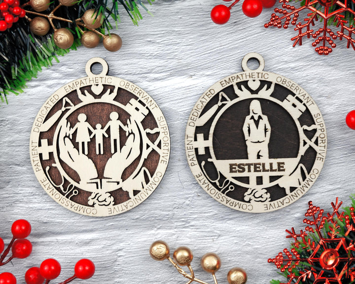 Social Worker - Occupational Ornaments - Contains 6 Ornaments Male and Female - Custom area - SVG, PDF, AI Files - Works on all Lasers