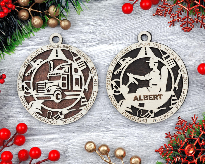 Truck Driver - Occupational Ornaments - Contains 6 Ornaments Male and Female - Custom area - SVG, PDF, AI Files - Works on all Lasers