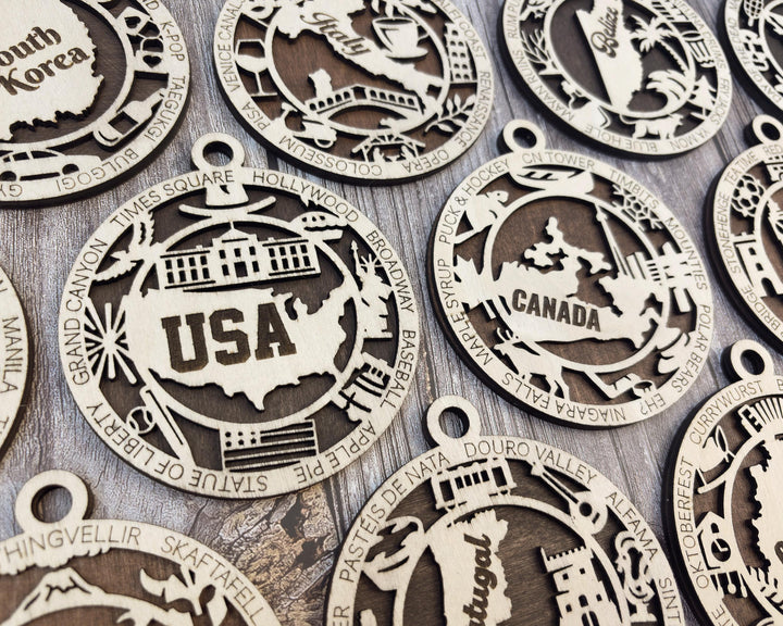 The Country Ornament Bundles - 31 Total Countries - SVG, PDF, AI File Download - Works on all Lasers