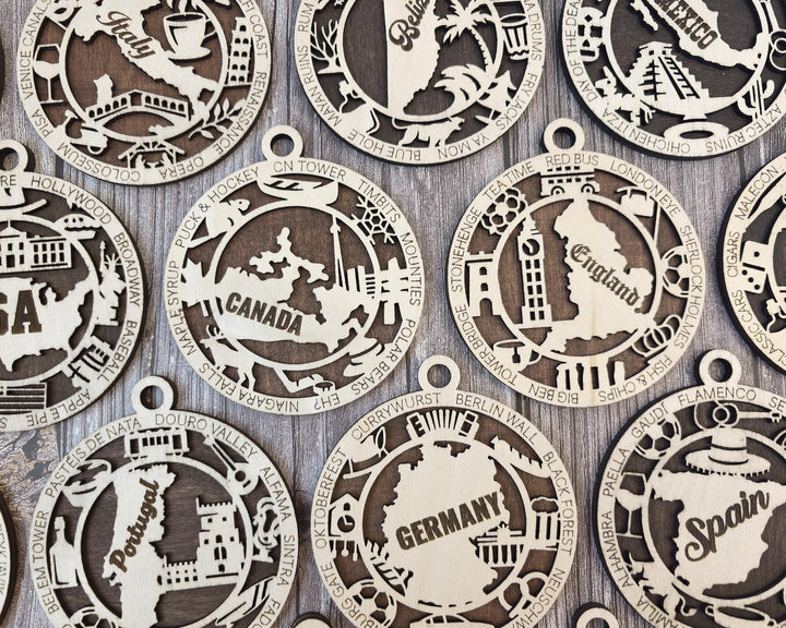 The Country Ornament Bundles - 31 Total Countries - SVG, PDF, AI File Download - Works on all Lasers