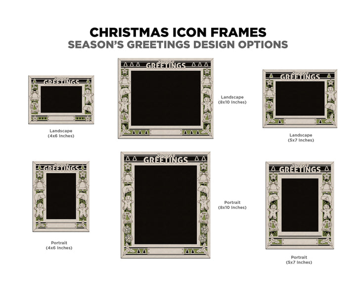 Christmas Icon Frames - Includes Frame Sizes 4x6, 5x7, 8x10 in Landscape and Portrait - Works with all Lasers