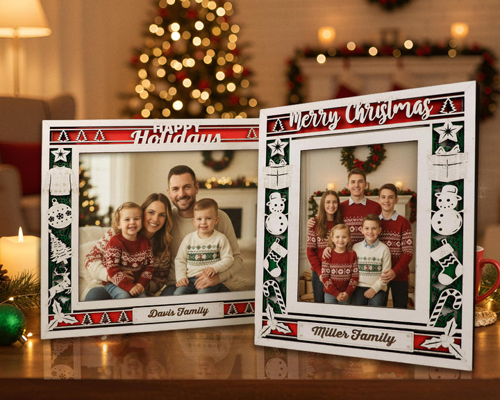 Christmas Icon Frames - Includes Frame Sizes 4x6, 5x7, 8x10 in Landscape and Portrait - Works with all Lasers