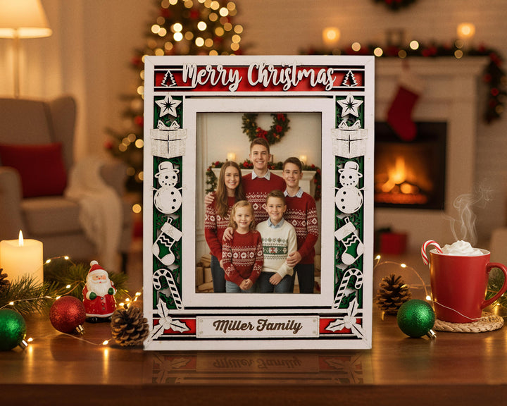 Christmas Icon Frames - Includes Frame Sizes 4x6, 5x7, 8x10 in Landscape and Portrait - Works with all Lasers
