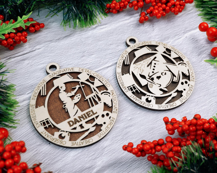 Artist - Occupational Ornaments - Contains 6 Ornaments Male and Female - Custom area - SVG, PDF, AI File Download - Works on all Lasers