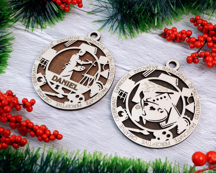 Artist - Occupational Ornaments - Contains 6 Ornaments Male and Female - Custom area - SVG, PDF, AI File Download - Works on all Lasers
