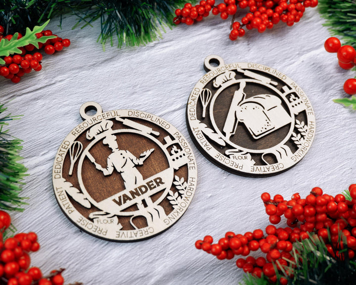 Baker - Occupational Ornaments - Contains 6 Ornaments Male and Female - Custom area - SVG, PDF, AI File Download - Works on all Lasers