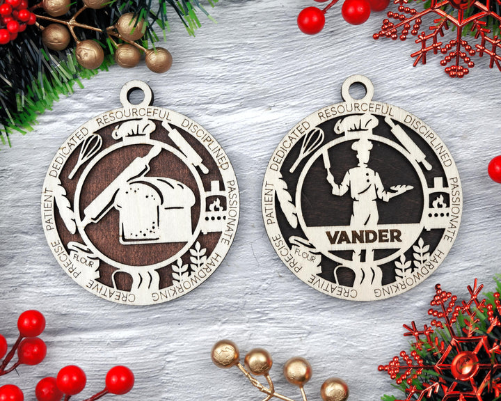 Baker - Occupational Ornaments - Contains 6 Ornaments Male and Female - Custom area - SVG, PDF, AI File Download - Works on all Lasers