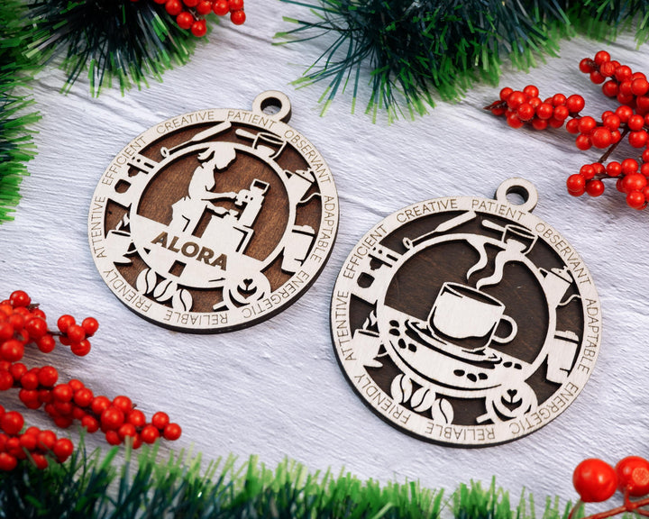 Barista - Occupational Ornaments - Contains 6 Ornaments Male and Female - Custom area - SVG, PDF, AI File Download - Works on all Lasers