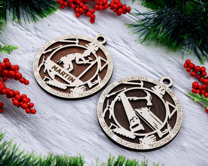 Carpenter - Occupational Ornaments - Contains 6 Ornaments Male and Female - Custom area - SVG, PDF, AI File Download - Works on all Lasers
