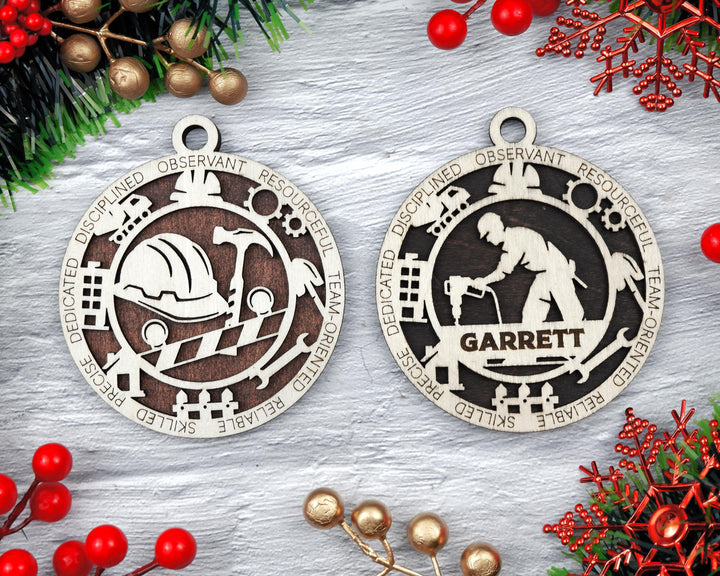 Construction - Occupational Ornaments - Contains 6 Ornaments Male and Female - Custom area - SVG, PDF, AI Files - Works on all Lasers