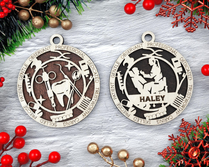 Dentist - Occupational Ornaments - Contains 6 Ornaments Male and Female - Custom area - SVG, PDF, AI Files - Works on all Lasers