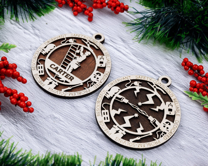 Electrician - Occupational Ornaments - Contains 6 Ornaments Male and Female - Custom area - SVG, PDF, AI Files - Works on all Lasers