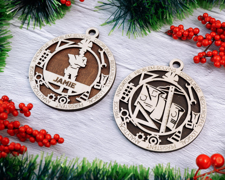 Engineer - Occupational Ornaments - Contains 6 Ornaments Male and Female - Custom area - SVG, PDF, AI Files - Works on all Lasers