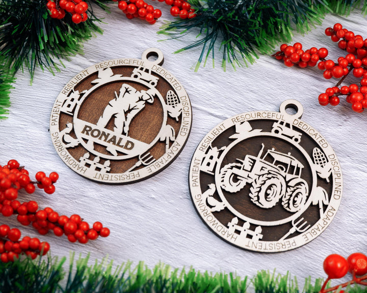 Farmer - Occupational Ornaments - Contains 6 Ornaments Male and Female - Custom area - SVG, PDF, AI Files - Works on all Lasers