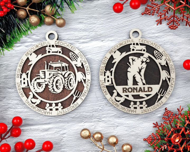 Farmer - Occupational Ornaments - Contains 6 Ornaments Male and Female - Custom area - SVG, PDF, AI Files - Works on all Lasers