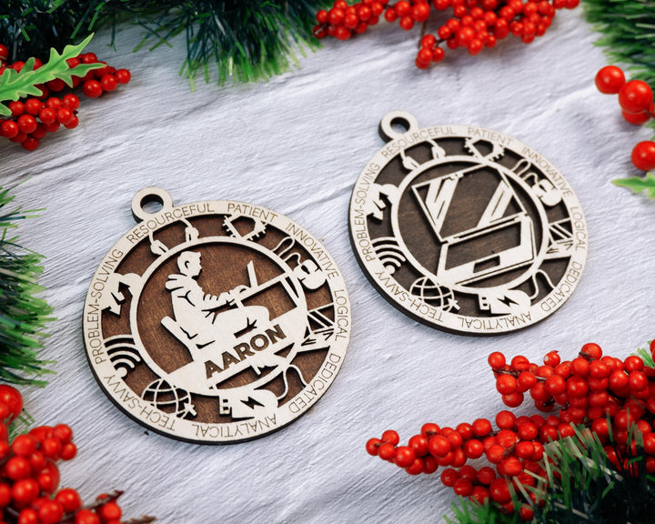 Information technology - Occupational Ornaments - Contains 6 Ornaments Male and Female - Custom area - SVG, PDF, Files - Works on all Lasers