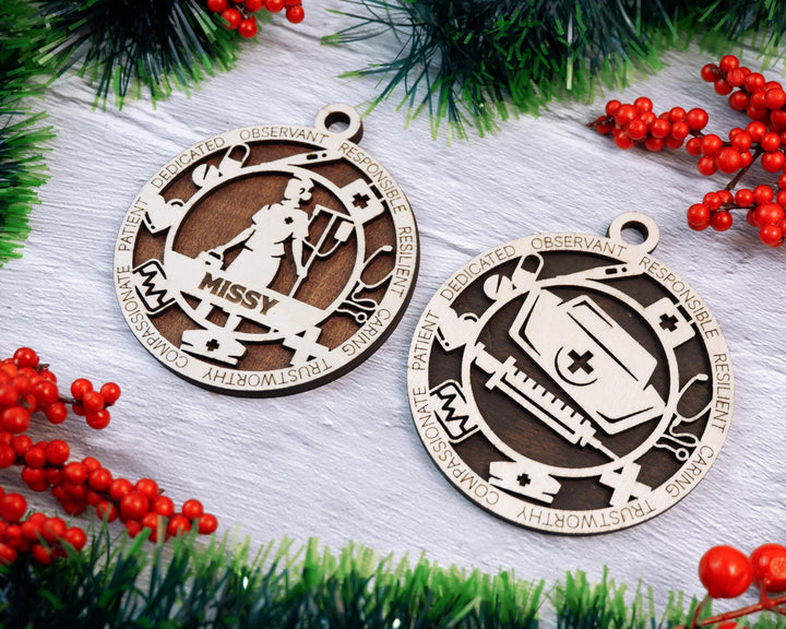 Nurse - Occupational Ornaments - Contains 6 Ornaments Male and Female - Custom area - SVG, PDF, AI File Types - Works on all Lasers