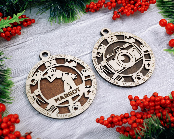 Photographer - Occupational Ornaments - Contains 6 Ornaments Male and Female - Custom area - SVG, PDF, AI File Types - Works on all Lasers