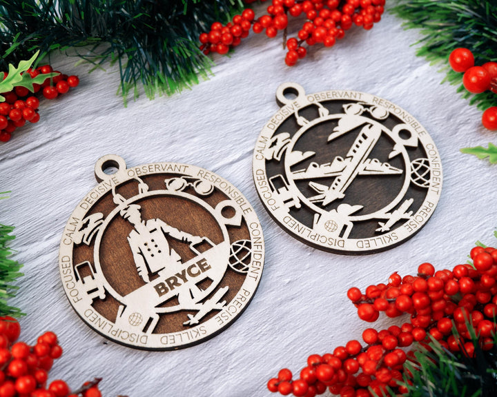 Pilot - Occupational Ornaments - Contains 6 Ornaments Male and Female - Custom area - SVG, PDF, AI Files - Works on all Lasers