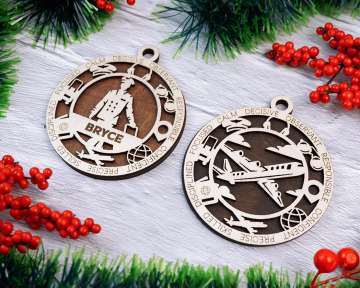 Pilot - Occupational Ornaments - Contains 6 Ornaments Male and Female - Custom area - SVG, PDF, AI Files - Works on all Lasers