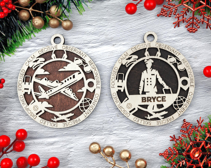 Pilot - Occupational Ornaments - Contains 6 Ornaments Male and Female - Custom area - SVG, PDF, AI Files - Works on all Lasers
