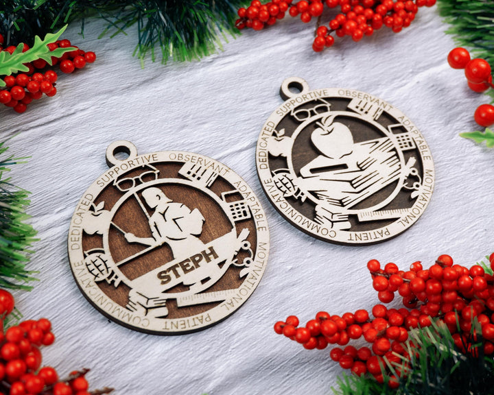Teacher - Occupational Ornaments - Contains 6 Ornaments Male and Female - Custom area - SVG, PDF, AI Files - Works on all Lasers